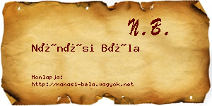 Nánási Béla névjegykártya